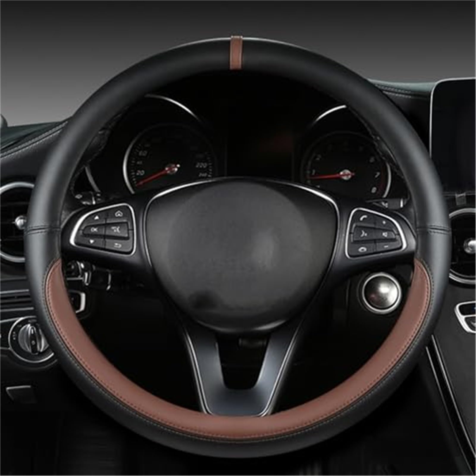 Lenkradschutz Für Captur Für Duster Für Megane 2/3 Für Clio Für Logan Für Laguna 2 Für Kadjar Für Scenic 2 PU Leder Auto Lenkrad Abdeckung Auto-Lenkradbezug(Coffee) von BLBNEZBZTY