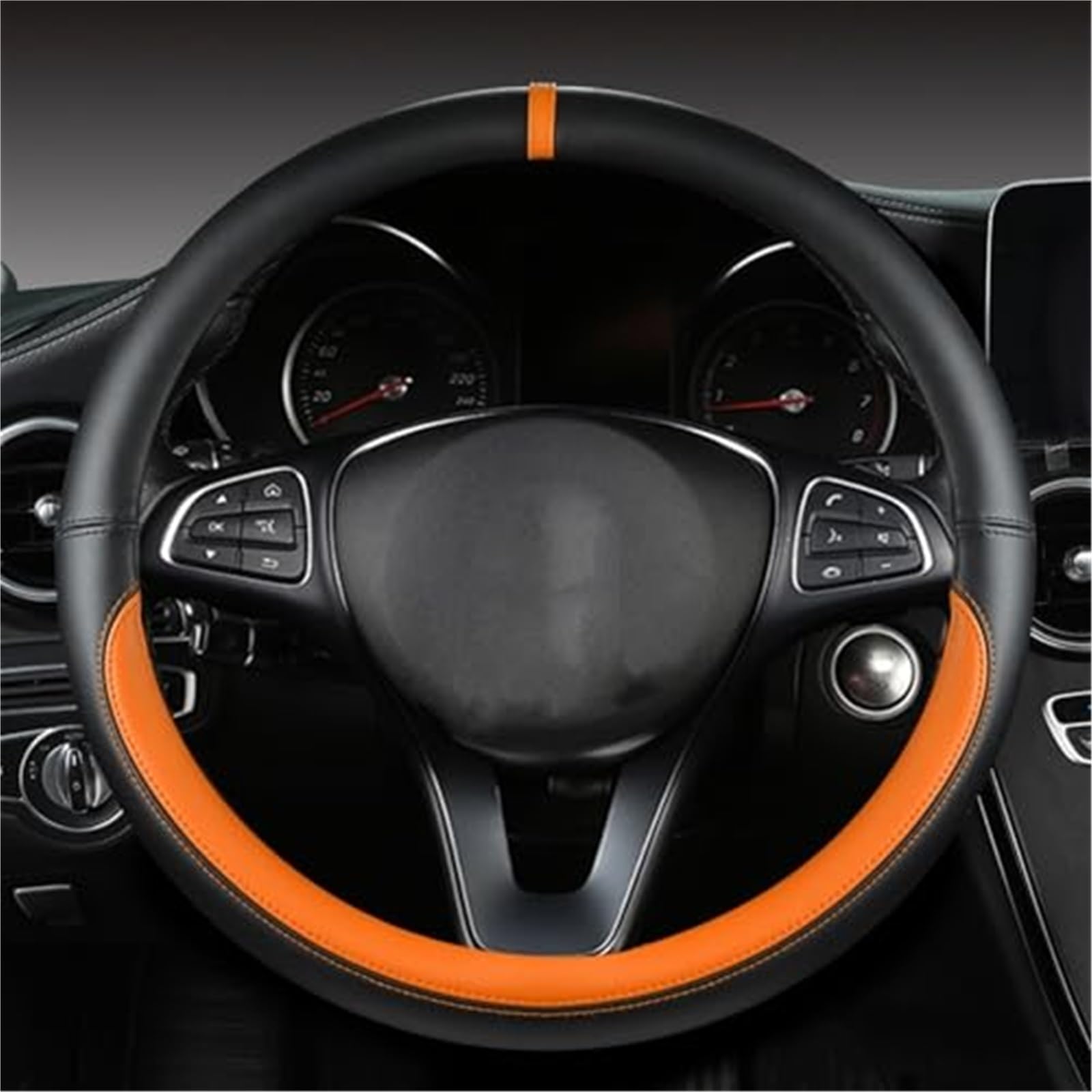 Lenkradschutz Für Captur Für Duster Für Megane 2/3 Für Clio Für Logan Für Laguna 2 Für Kadjar Für Scenic 2 PU Leder Auto Lenkrad Abdeckung Auto-Lenkradbezug(Orage) von BLBNEZBZTY