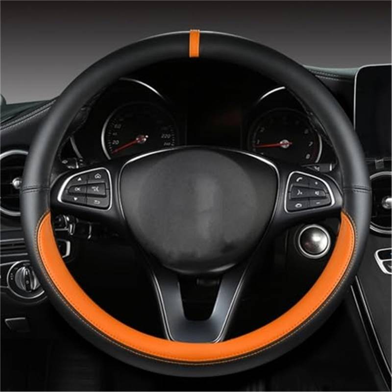 Lenkradschutz Für Captur Für Duster Für Megane 2/3 Für Clio Für Logan Für Laguna 2 Für Kadjar Für Scenic 2 PU Leder Auto Lenkrad Abdeckung Auto-Lenkradbezug(Orage) von BLBNEZBZTY