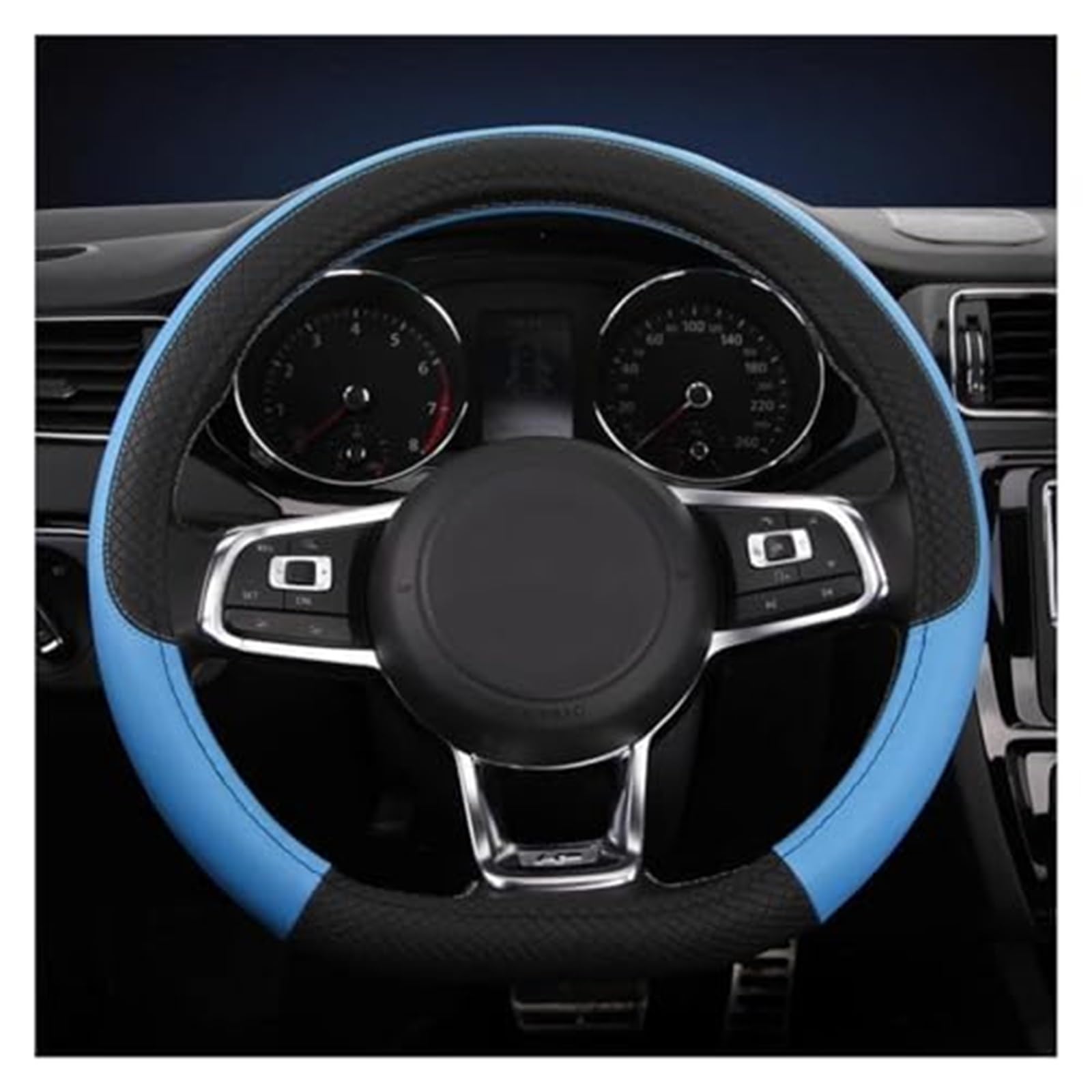 Lenkradschutz Für Civic Für Ciimo Für Jade Anti-Rutsch-Radabdeckung Lenkradabdeckung Lenkradabdeckung D/O-Form 36 cm PU-Leder Auto-Lenkradbezug(Blue D Shape 36CM) von BLBNEZBZTY