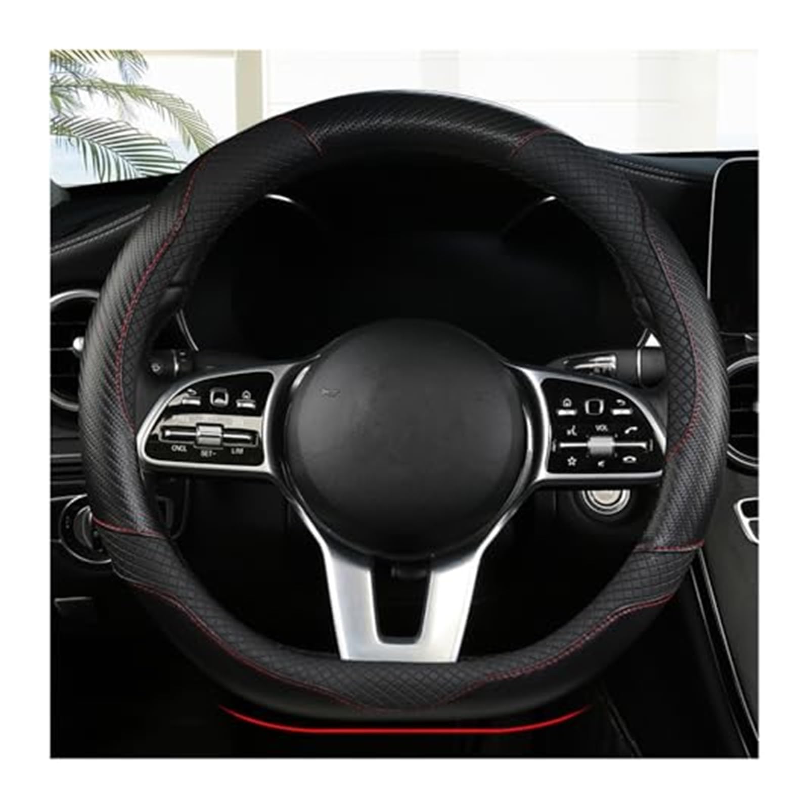 Lenkradschutz Für FIAT für 500/500C/500E Für Abarth 500 2007-2022 2023 2024 Lenkradbezug aus weicher Mikrofaser, Auto-Lenkradbezug aus Leder Auto-Lenkradbezug(‎Black) von BLBNEZBZTY
