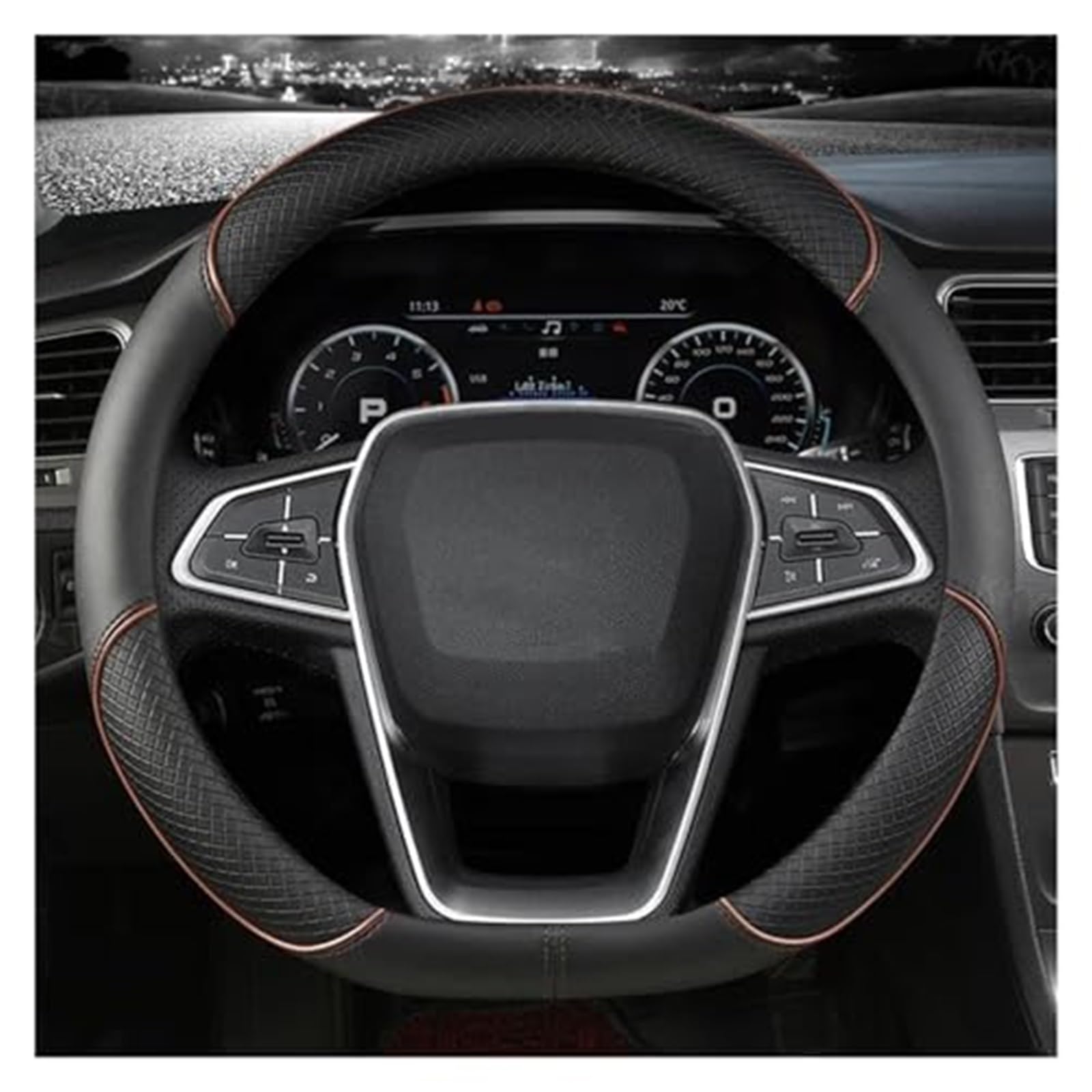 Lenkradschutz Für Fiesta Für MK7 4 5 6 Für Fiesta 2000-2020 Mikrofaser Leder Anti-Slip Anti-Slip Auto Rad Abdeckung Lenkrad Abdeckung Auto-Lenkradbezug(Coffee D Shape) von BLBNEZBZTY