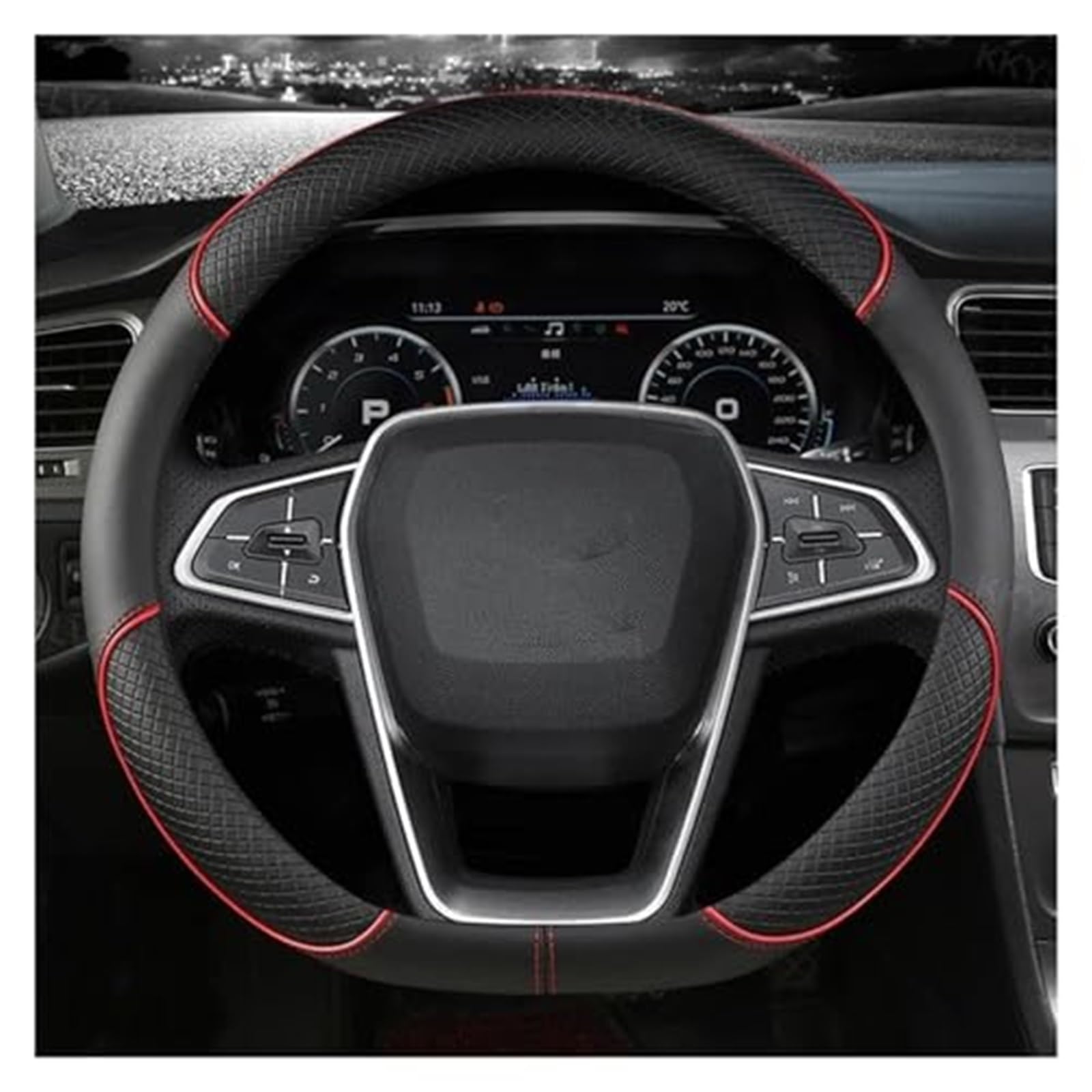 Lenkradschutz Für Fiesta Für MK7 4 5 6 Für Fiesta 2000-2020 Mikrofaser Leder Anti-Slip Anti-Slip Auto Rad Abdeckung Lenkrad Abdeckung Auto-Lenkradbezug(Red D Shape) von BLBNEZBZTY