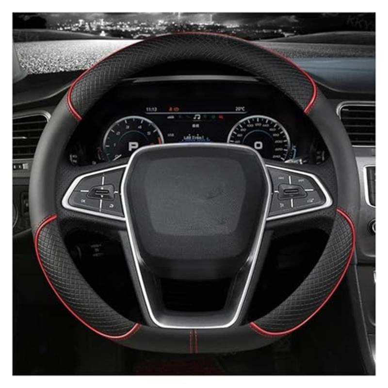 Lenkradschutz Für Fiesta Für MK7 4 5 6 Für Fiesta 2000-2020 Mikrofaser Leder Anti-Slip Anti-Slip Auto Rad Abdeckung Lenkrad Abdeckung Auto-Lenkradbezug(Red D Shape) von BLBNEZBZTY
