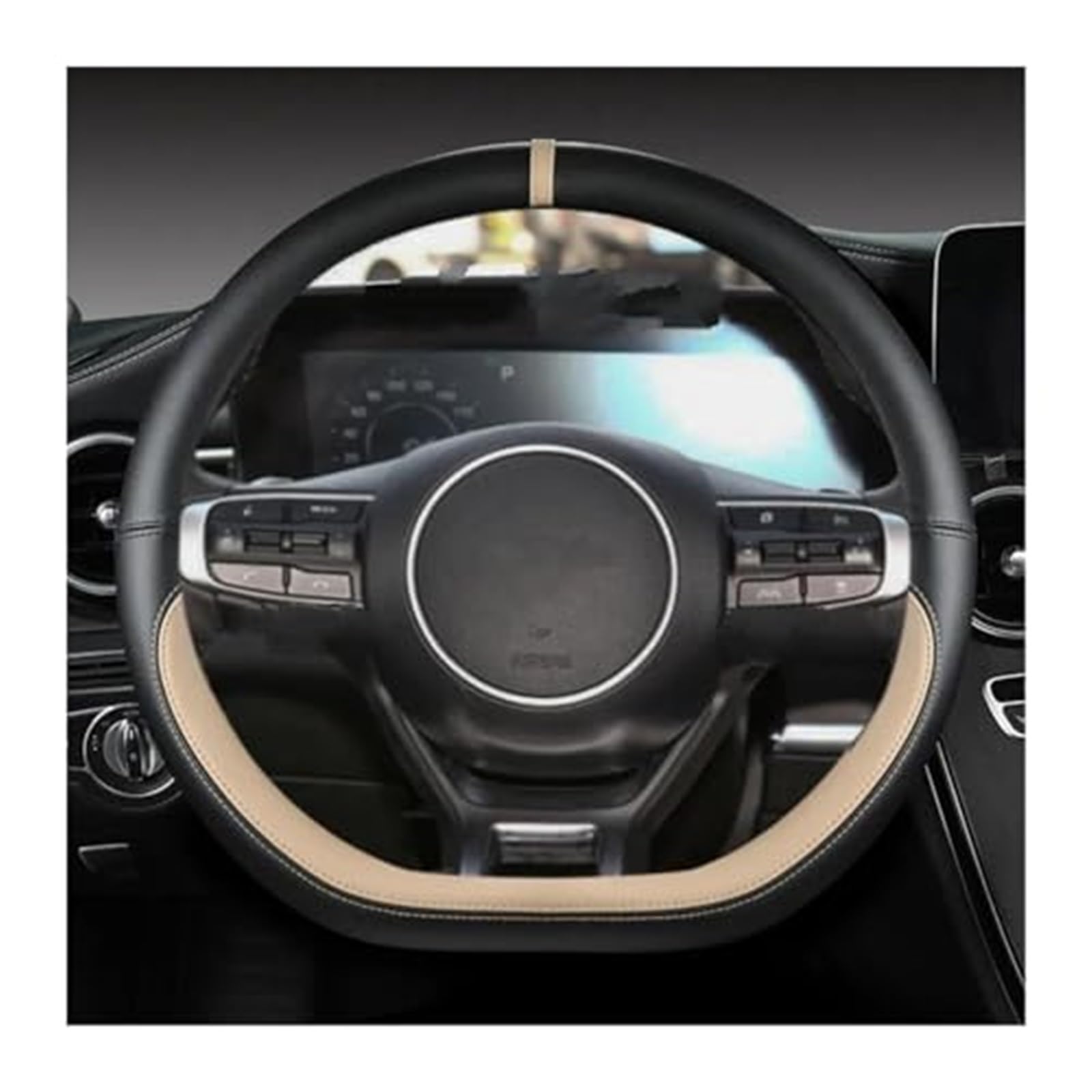 Lenkradschutz Für Kia Für Sportage 5 Für GTLine 2021 2022 Für Sportage 2022 2023 Mikrofaser Leder D Form Auto Lenkrad Abdeckung Auto-Lenkradbezug(BEIGE) von BLBNEZBZTY