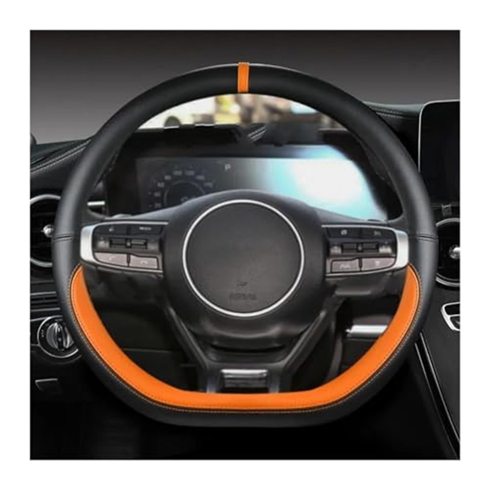 Lenkradschutz Für Kia Für Sportage 5 Für GTLine 2021 2022 Für Sportage 2022 2023 Mikrofaser Leder D Form Auto Lenkrad Abdeckung Auto-Lenkradbezug(ORANGE) von BLBNEZBZTY
