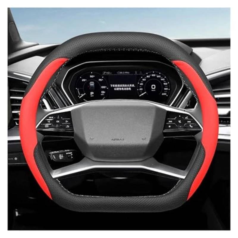 Lenkradschutz Für Q4 für Etron für Q5 2022 2023 2024 Geflecht auf Lenkradschutz -Protektor -Lenkradabdeckung Wickelwagen Lenkradabdeckung Auto-Lenkradbezug(Black red) von BLBNEZBZTY