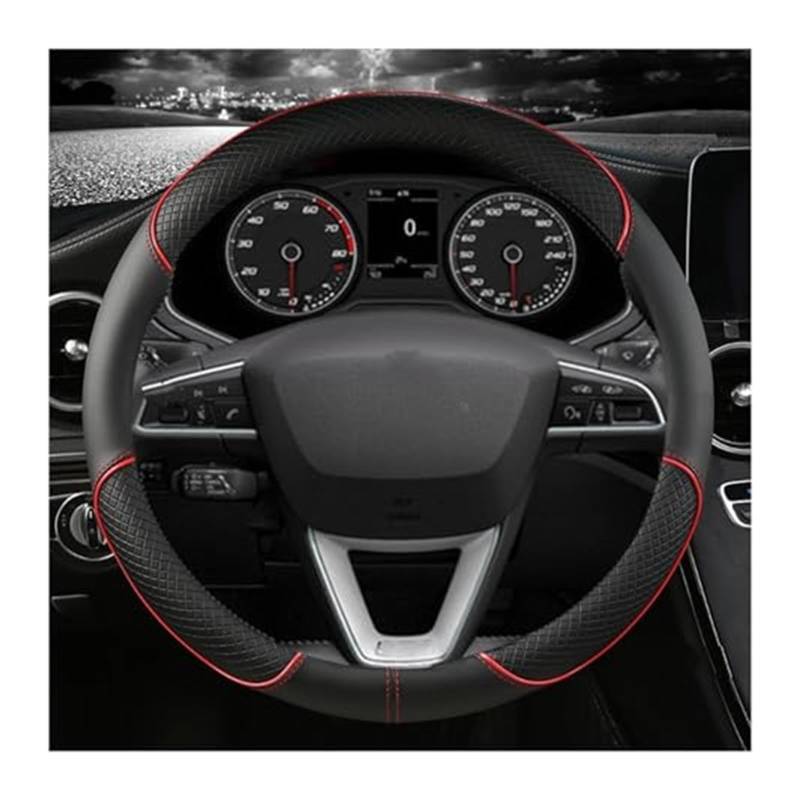 Lenkradschutz Für Sitz Für Tarraco Für Arona Für Ateca Für Ibiza Für Toledo Für MII Für Leon Für Arosa Für Exeo ST Auto Lenkrad Abdeckung Auto-Lenkradbezug(RED O Shape) von BLBNEZBZTY