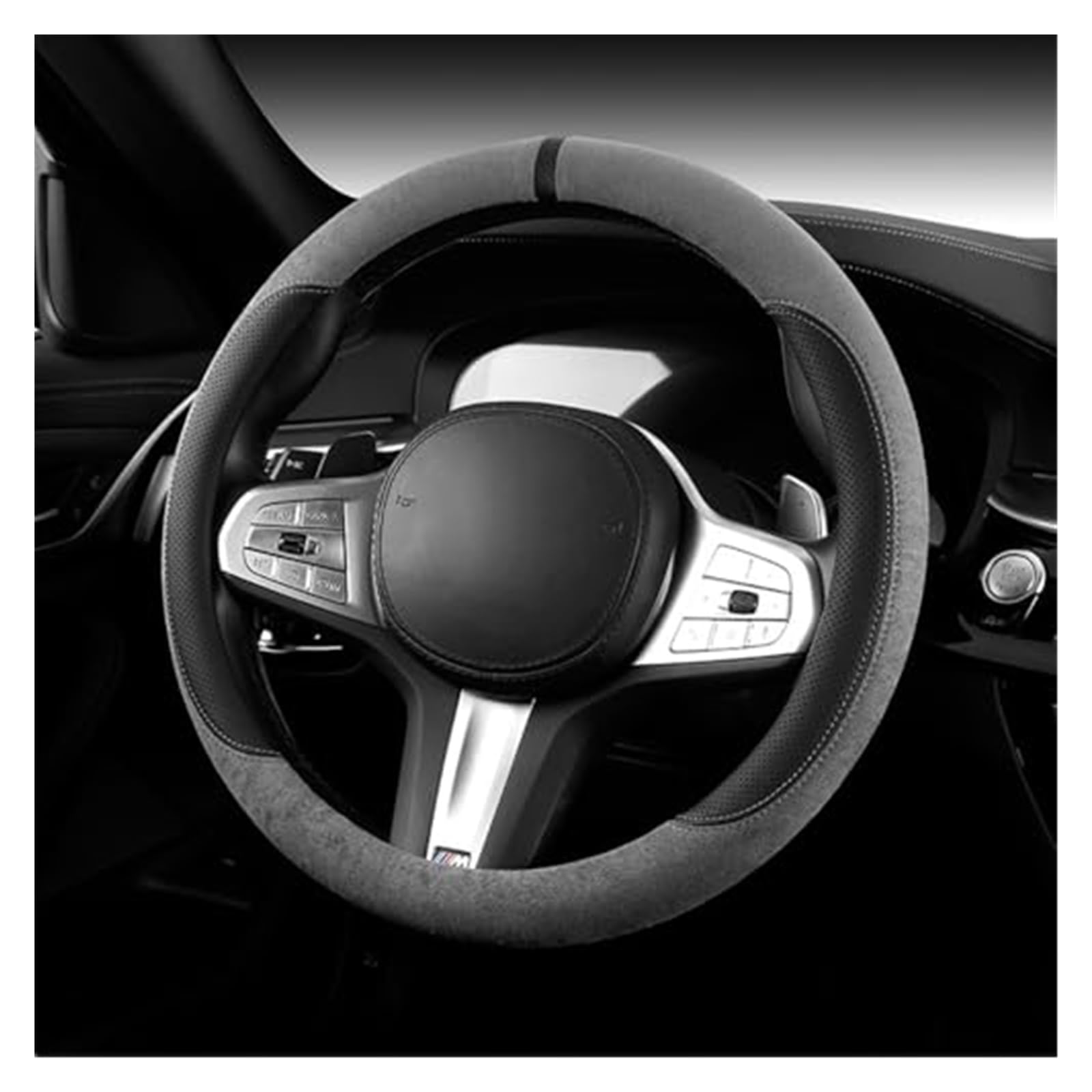 Lenkradschutz Für Suzuki Für Swift 2005–2023 2024 2025, Auto-Lenkradbezüge aus Hirschleder, rutschfest, elastisch, atmungsaktiv Auto-Lenkradbezug(O-Grey) von BLBNEZBZTY