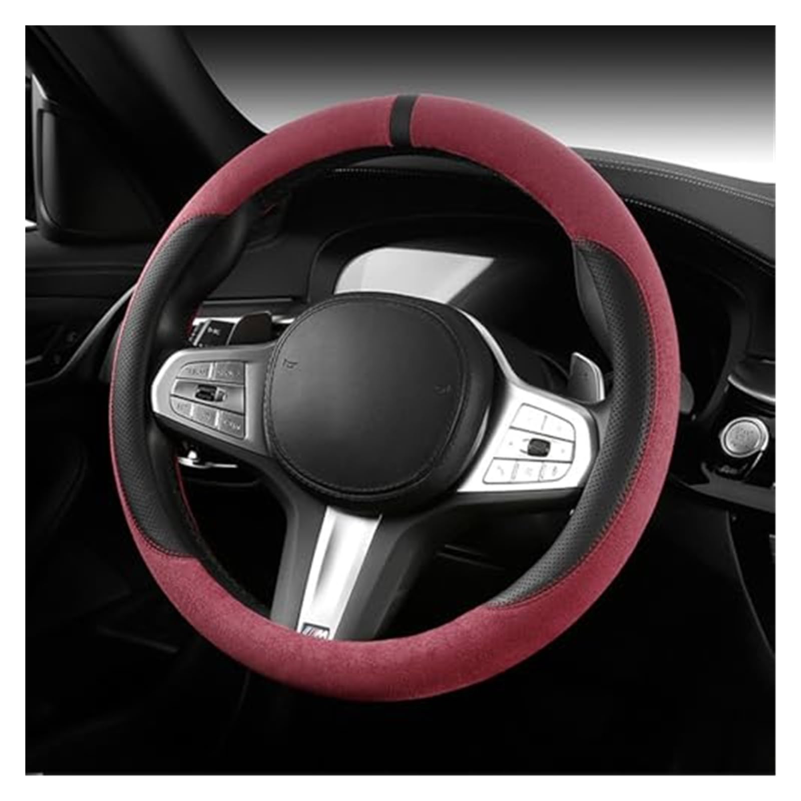 Lenkradschutz Für Suzuki Für Swift 2005–2023 2024 2025, Auto-Lenkradbezüge aus Hirschleder, rutschfest, elastisch, atmungsaktiv Auto-Lenkradbezug(O-red) von BLBNEZBZTY