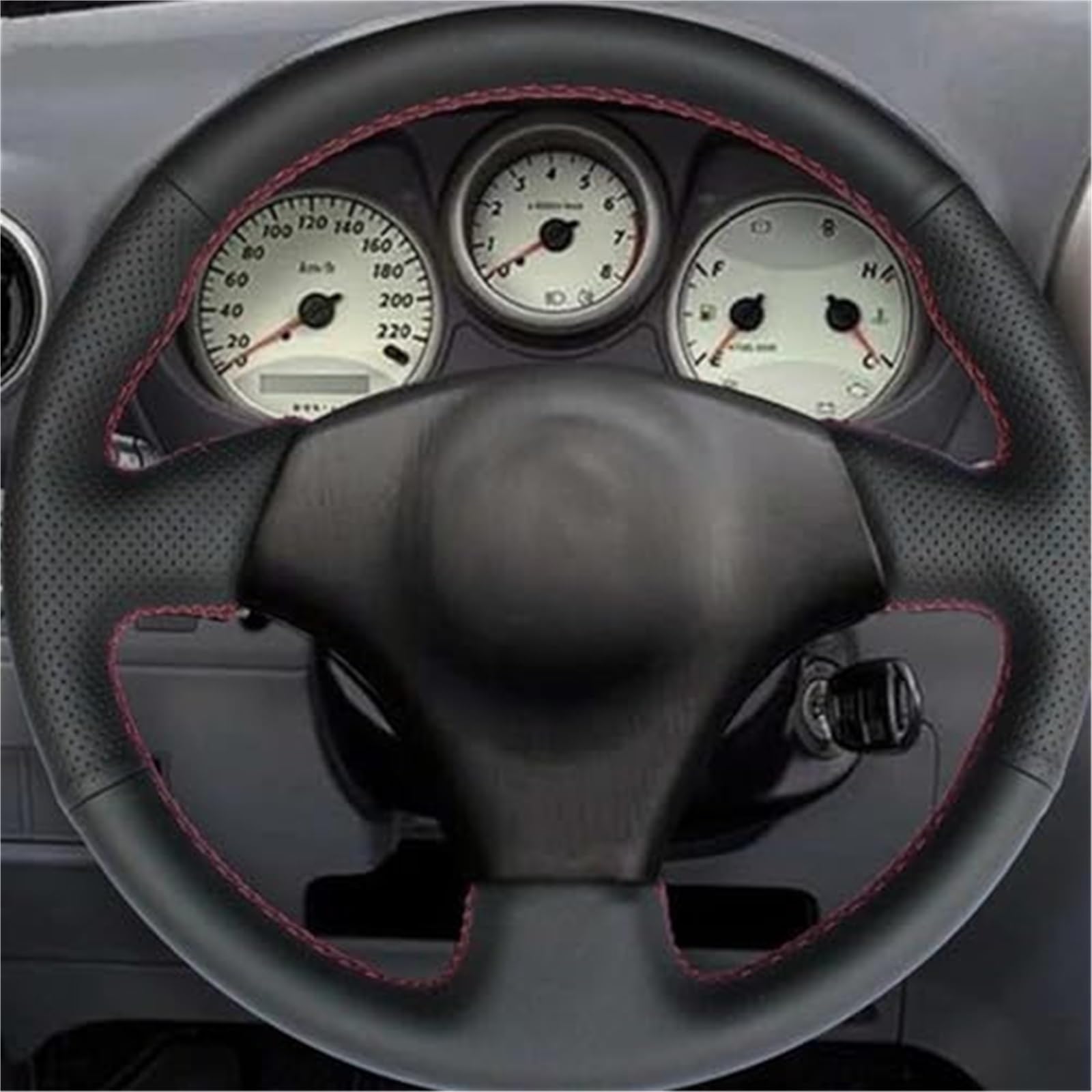 Lenkradschutz Für Toyota Für Corolla Für Matrix MR2 2000-2005 2006 2007 2008 Lenkhaube Lenkradabdeckung Schwarz Kunstleder Auto-Lenkradbezug(Orange Thread) von BLBNEZBZTY