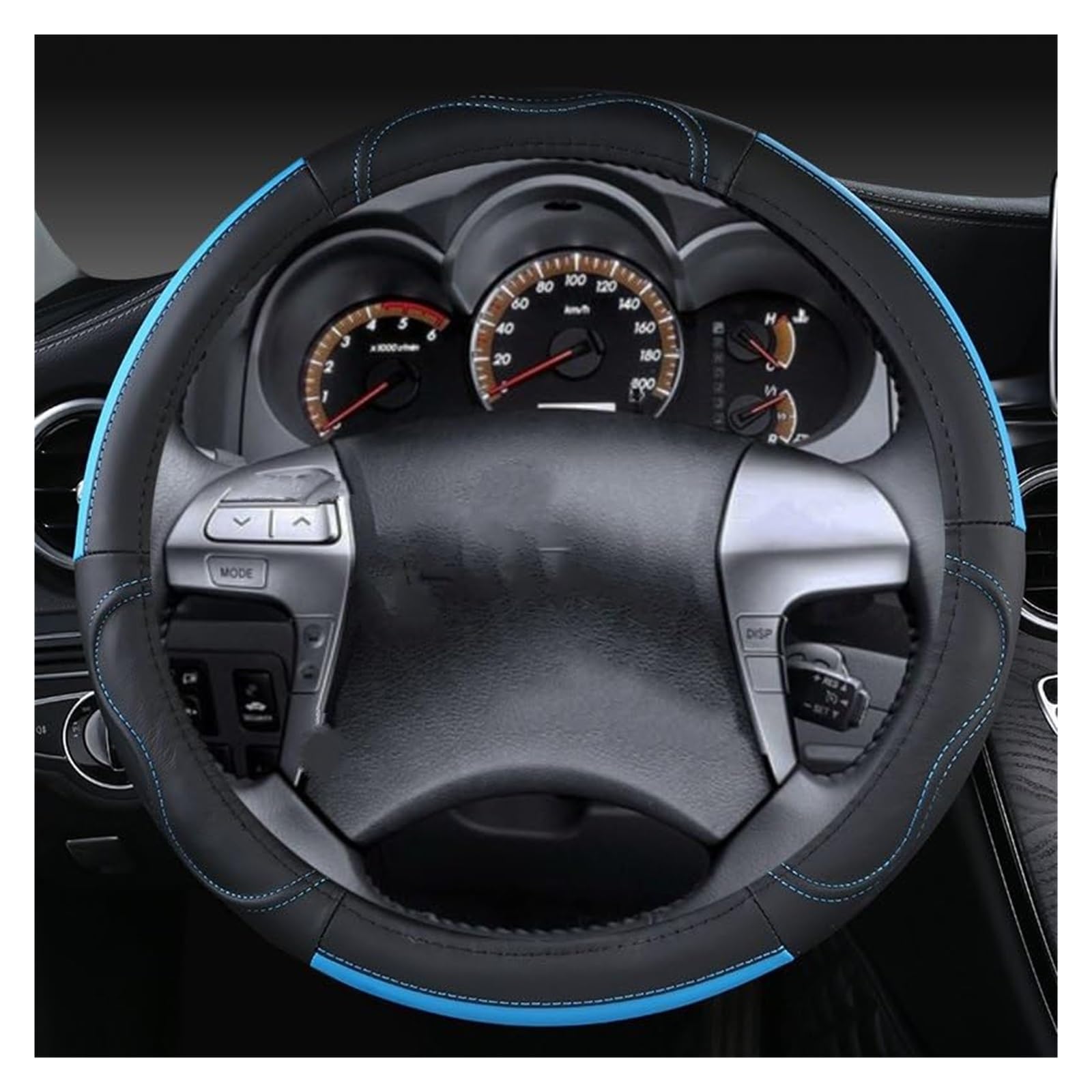 Lenkradschutz Für Toyota Für Hilux Für Pickup 1968~2023 Echtes Leder Auto Lenkrad Abdeckung Rindsleder Sport Lenkrad Abdeckung Auto-Lenkradbezug(A- Blue5) von BLBNEZBZTY
