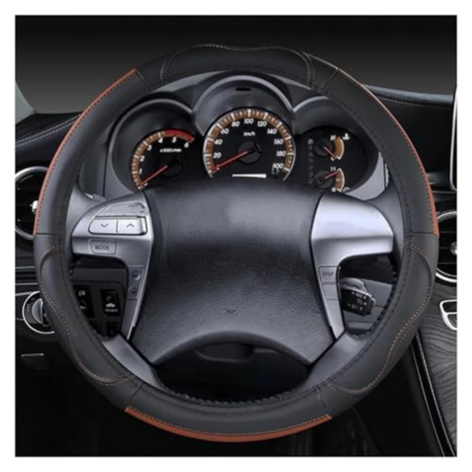 Lenkradschutz Für Toyota Für Hilux Für Pickup 1968-2023 Echtes Leder Auto Lenkrad Abdeckung Rindsleder Sport Lenkrad Abdeckung Auto-Lenkradbezug(A Brown) von BLBNEZBZTY