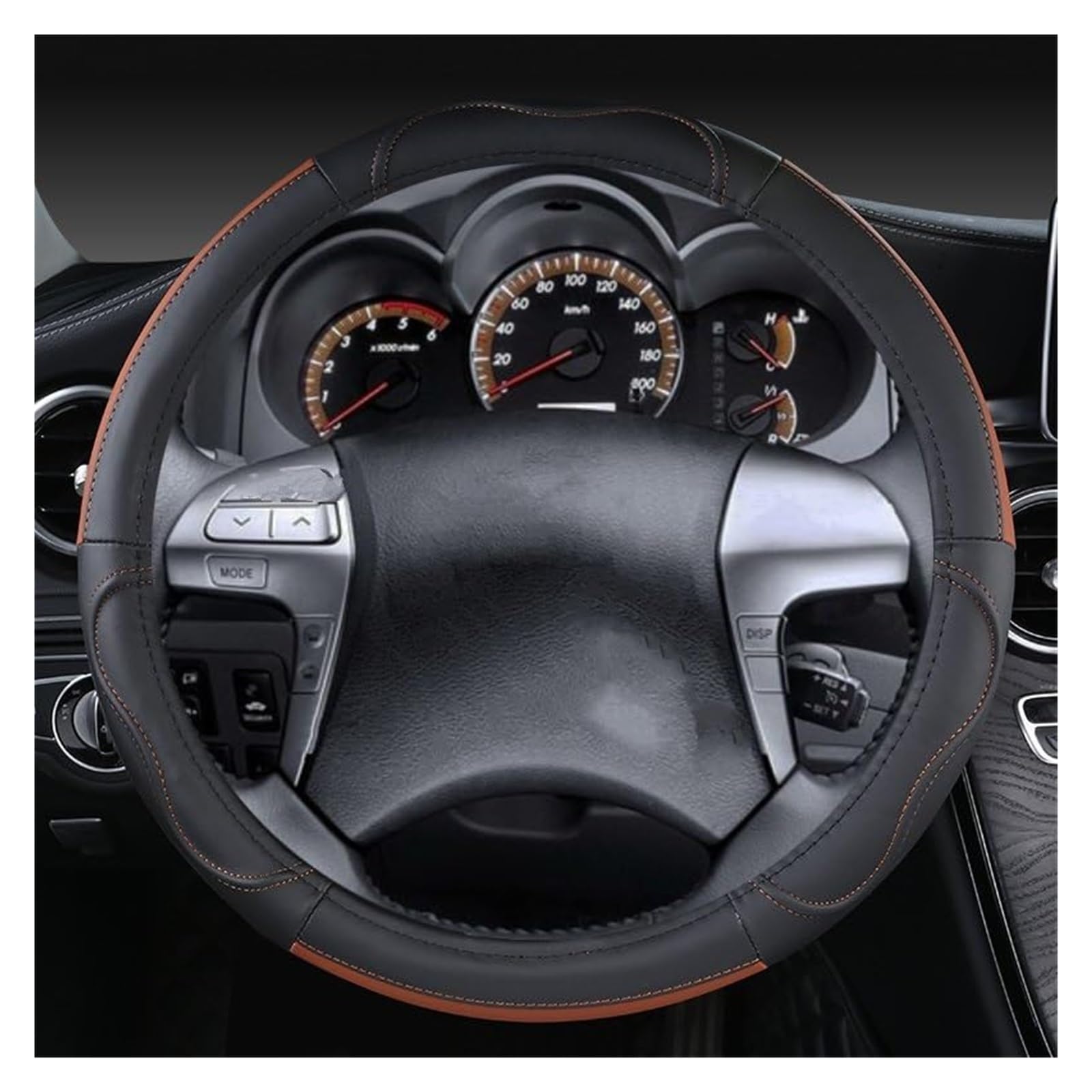 Lenkradschutz Für Toyota Für Hilux Für Pickup 1968~2023 Echtes Leder Auto Lenkrad Abdeckung Rindsleder Sport Lenkrad Abdeckung Auto-Lenkradbezug(A- Brown6) von BLBNEZBZTY