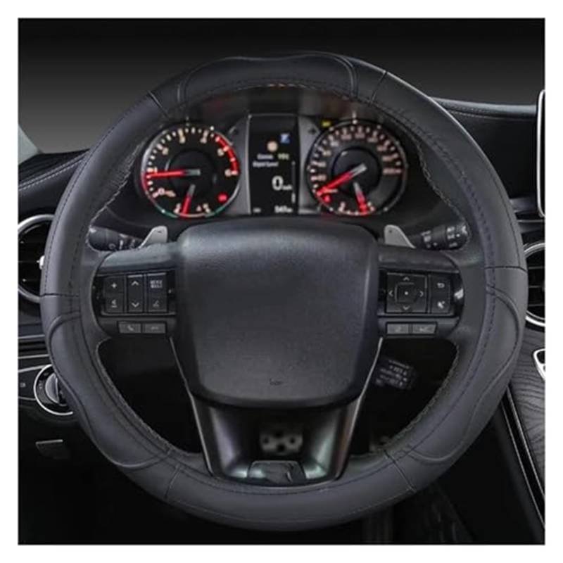 Lenkradschutz Für Toyota Für Hilux Für Pickup 1968-2023 Echtes Leder Auto Lenkrad Abdeckung Rindsleder Sport Lenkrad Abdeckung Auto-Lenkradbezug(B Black) von BLBNEZBZTY