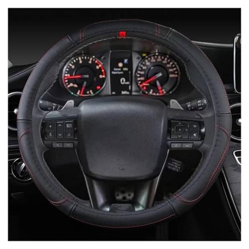 Lenkradschutz Für Toyota Für Hilux Für Pickup 1968-2023 Echtes Leder Lenkrad Abdeckung Rindsleder Sport Auto Zubehör Rad Abdeckung Auto-Lenkradbezug(B Black Red Thread) von BLBNEZBZTY