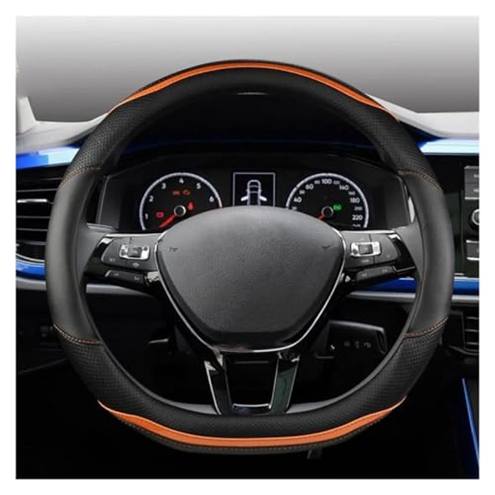 Lenkradschutz Für VW T4 T5 T6 Für Multivan Für Multifunktionale Für Transporter Lenkradabdeckung D Form PU Leder Radabdeckung Auto-Lenkradbezug(Orange) von BLBNEZBZTY