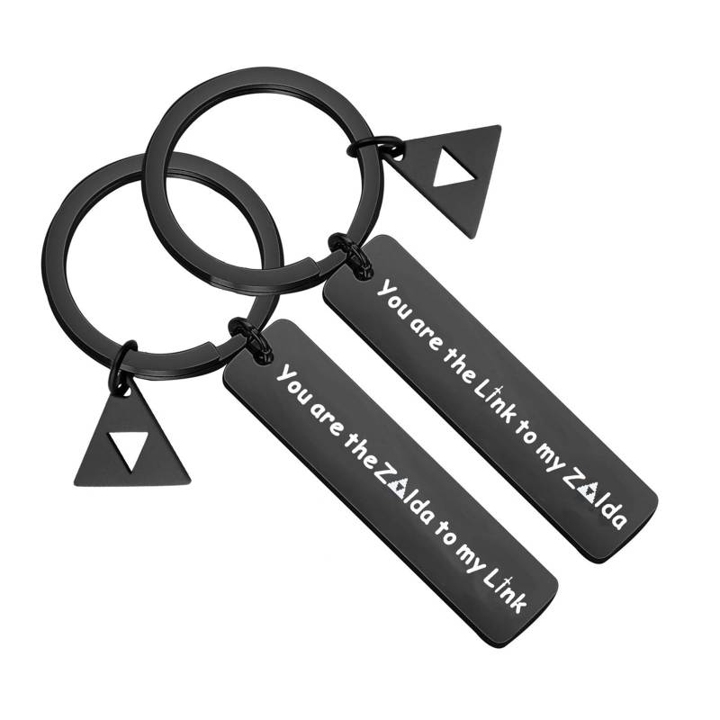 BLEOUK Schlüsselanhänger-Set für Paare, mit englischer Aufschrift You Are The Liink To My Zellda, Geschenk für Paare, Schwarz, Small, Liink to My Zellda von BLEOUK
