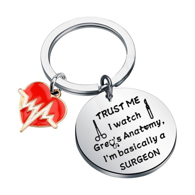 BLEOUK Schlüsselanhänger mit Aufschrift Trust Me I Watch Grey's I'm Basically A Surgeon Grey's TV-Show, GRAU, Small von BLEOUK
