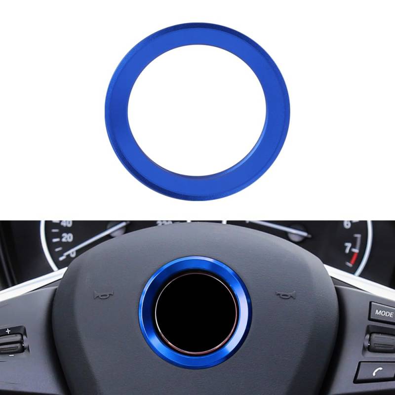 BLINGOOSE Accessoires für BMW Lenkrad Emblem Abdeckung Logo Ring Aufkleber Auto Zubehör Innenraum Dekoration Teile Kompatibel BMW 1 3 5 7er X1 X2 X3 X5 X6 Z3 Z4 Blau Aluminium Legierung von BLINGOOSE