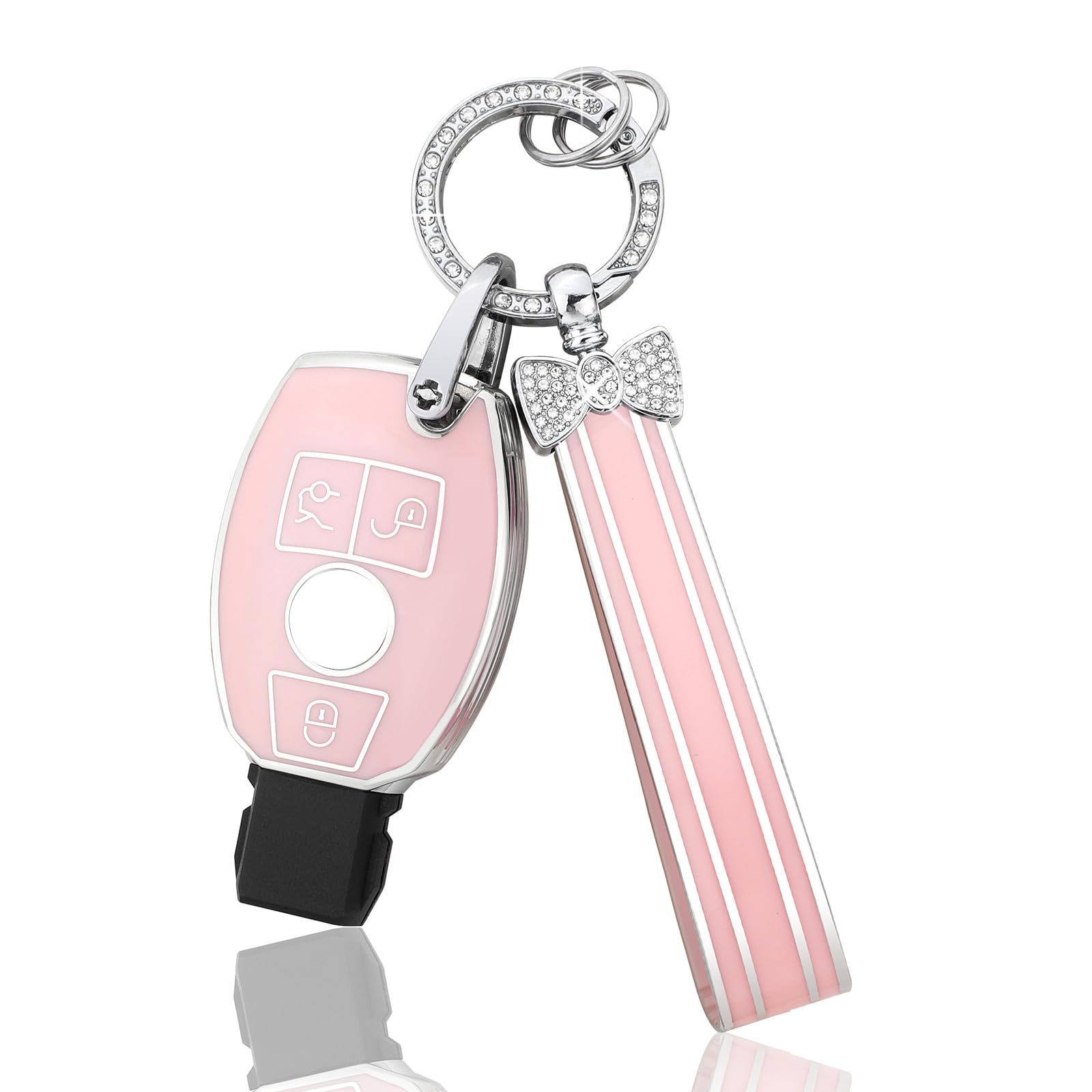 BLINGOOSE Autoschlüssel Hülle für Mercedes Benz 3 Tasten Rosa TPU Bling Auto Schlüsselanhänger Zubehör Schlüsselhülle Schutz für Benz AMG GLC GLA CLA GLS GLE GLC C 300 G E S ML Klasse Damen Girly BLINGOOSE Autoschlüssel Hülle für Mercedes Benz 3 Tasten Rosa TPU Bling Auto Schlüsselanhänger Zubehör Schlüsselhülle Schutz für Benz AMG GLC GLA CLA GLS GLE GLC C 300 G E S ML Klasse Damen Girly von BLINGOOSE