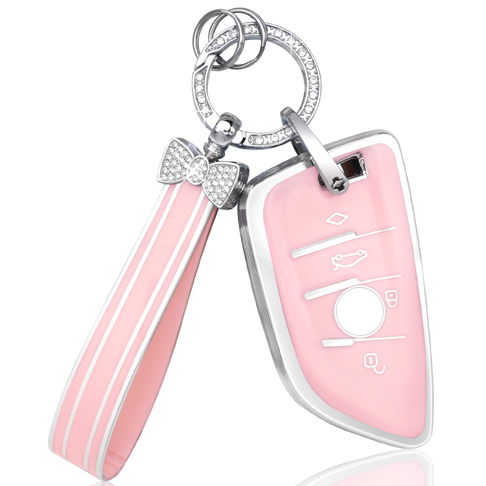 BLINGOOSE Schlüsselhülle für BMW Rosa Bling Schlüsselanhänger Zubehör 4 Tasten Schlüsseletui Cover Schutzhülle für BMW 3 4 5 6 7 8 er X1 X2 X3 X4 X5 X6 X7 M3 M4 M5 M8 Girly Frauen TPU BLINGOOSE Schlüsselhülle für BMW Rosa Bling Schlüsselanhänger Zubehör 4 Tasten Schlüsseletui Cover Schutzhülle für BMW 3 4 5 6 7 8 er X1 X2 X3 X4 X5 X6 X7 M3 M4 M5 M8 Girly Frauen TPU von BLINGOOSE