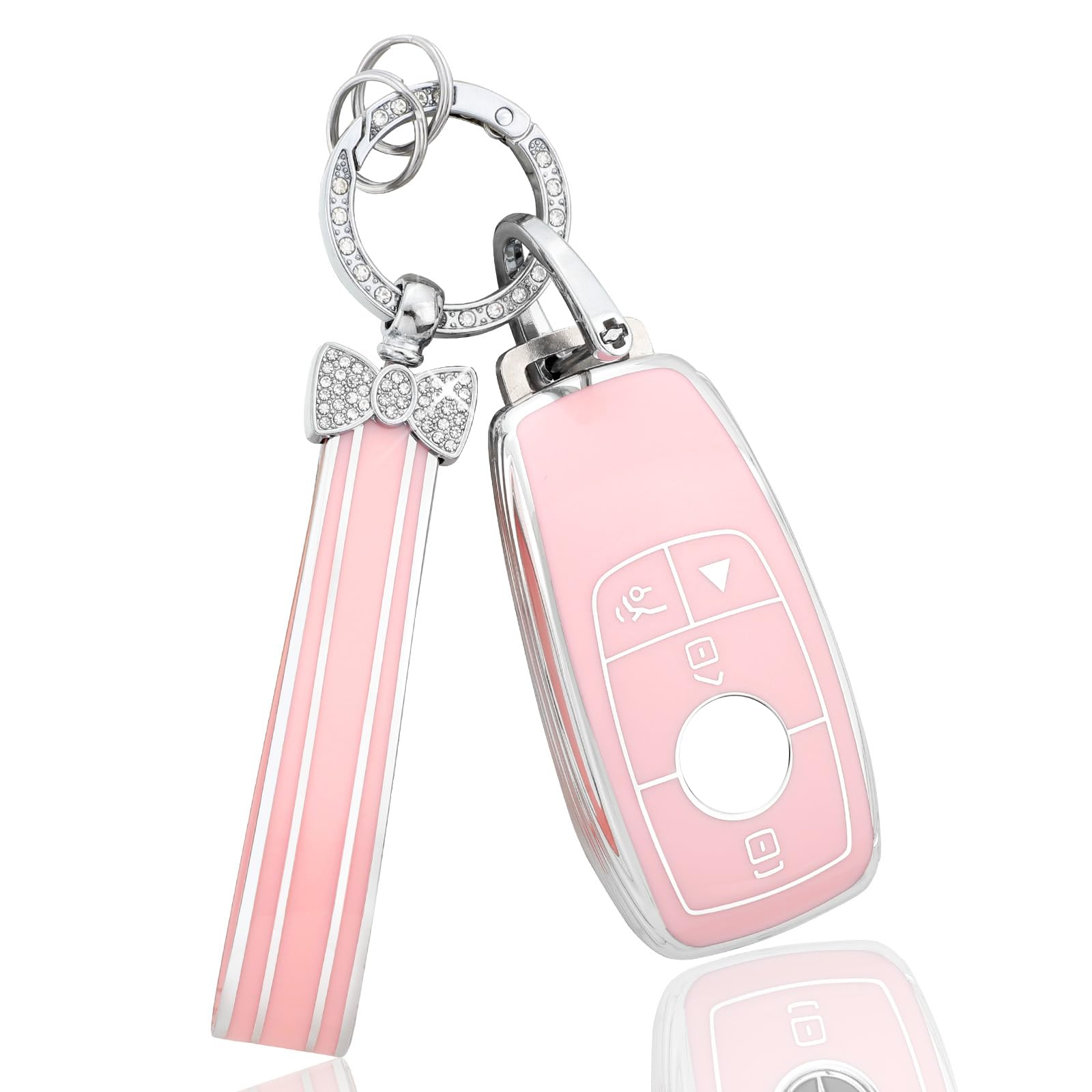 BLINGOOSE Schlüsselhülle für Mercedes Benz Rosa Bling Schlüsselanhänger Zubehör 4 Tasten Autoschlüssel Schutz Hülle für Benz AMG GLC GLE GLS GLB C300 GLS CLA CLS S A G E Klasse Girly Frauen TPU BLINGOOSE Schlüsselhülle für Mercedes Benz Rosa Bling Schlüsselanhänger Zubehör 4 Tasten Autoschlüssel Schutz Hülle für Benz AMG GLC GLE GLS GLB C300 GLS CLA CLS S A G E Klasse Girly Frauen TPU von BLINGOOSE
