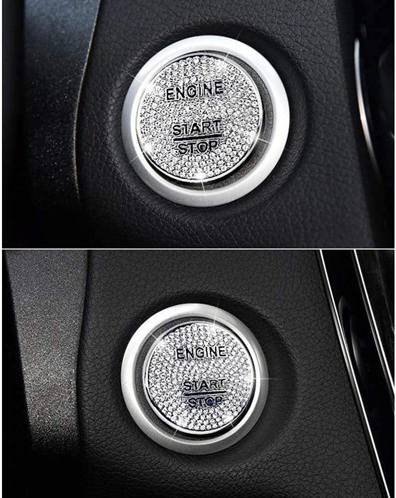 BLINGOOSE for Benz Accessories Glitzer Push Start Button Cover C E Klasse CLA CLS GLA GLC GLE GLK GLS Zinklegierung Kristall Strass Silber 1 Stück von BLINGOOSE