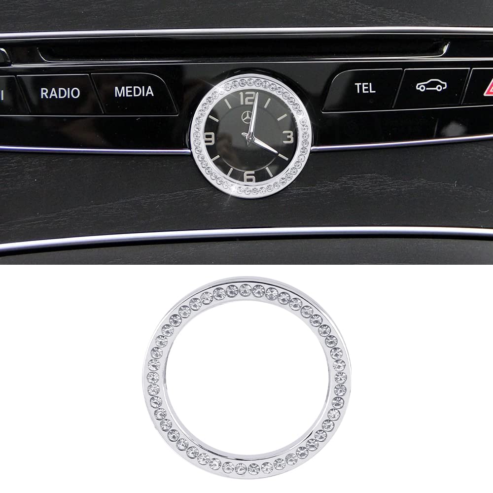 BLINGOOSE Glitzer Zubehör für Mercedes Benz W213 W205 C E S Klasse Uhren Ring Abdeckung Aufkleber Bling Mittelkonsole Dekoration Auto Accessoires Strass Zinklegierung 1 Stück von BLINGOOSE