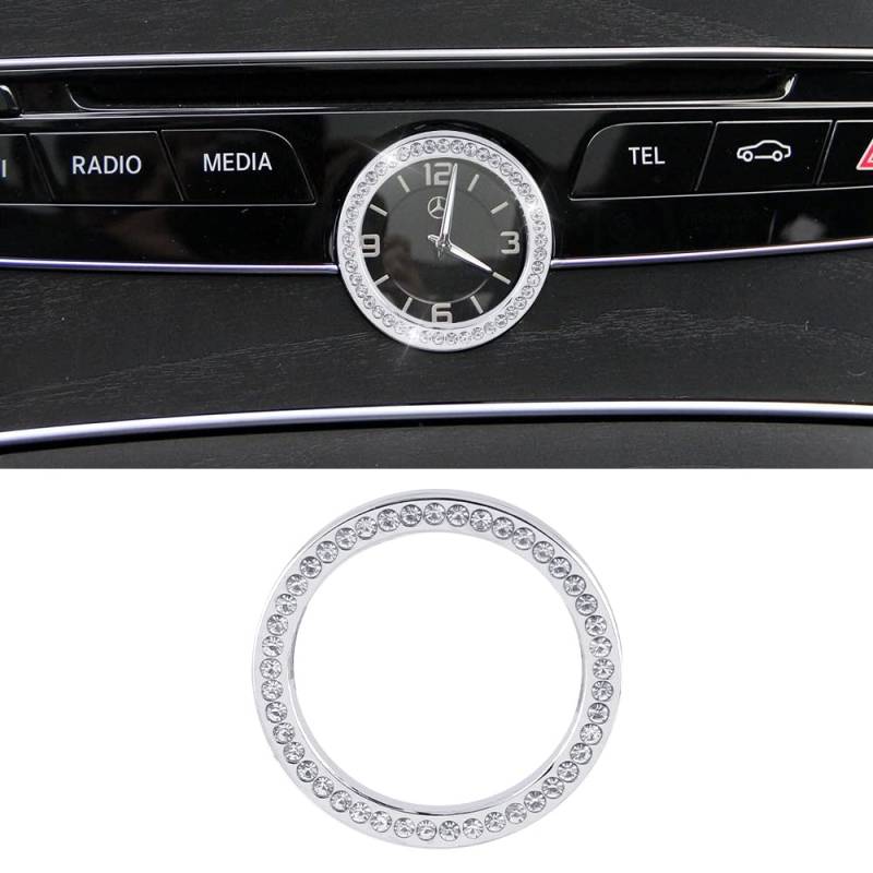 BLINGOOSE Glitzer Zubehör für Mercedes Benz W213 W205 C E S Klasse Uhren Ring Abdeckung Aufkleber Bling Mittelkonsole Dekoration Auto Accessoires Strass Zinklegierung 1 Stück von BLINGOOSE