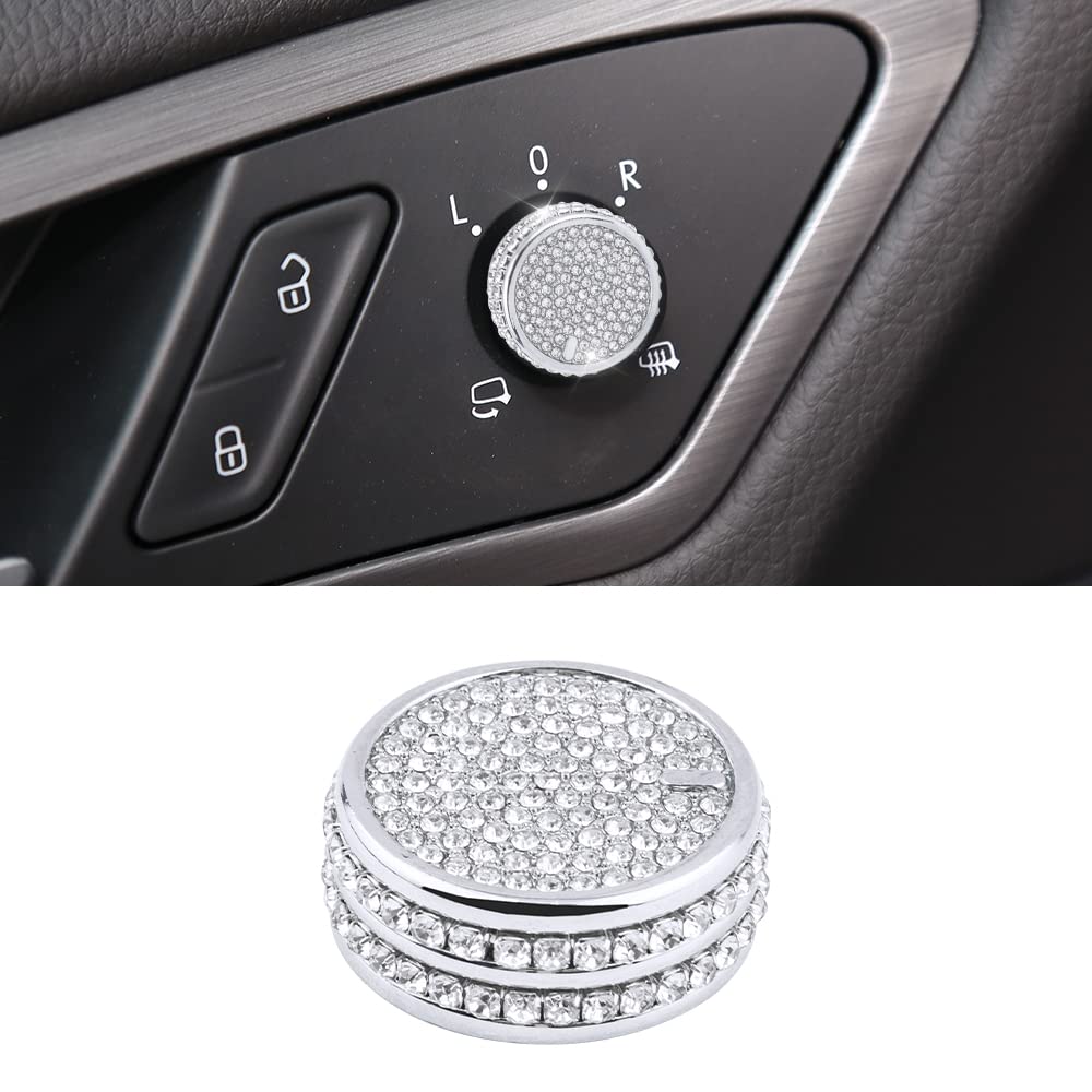 BLINGOOSE für VW Glitzer Auto Accessoires e-Golf Golf Kristall Rückspiegel Aufkleber Seitenspiegel Knopf Schalterkappe Aufkleber Trim Girly Damen Herren Zinklegierung Strass 1PC von BLINGOOSE