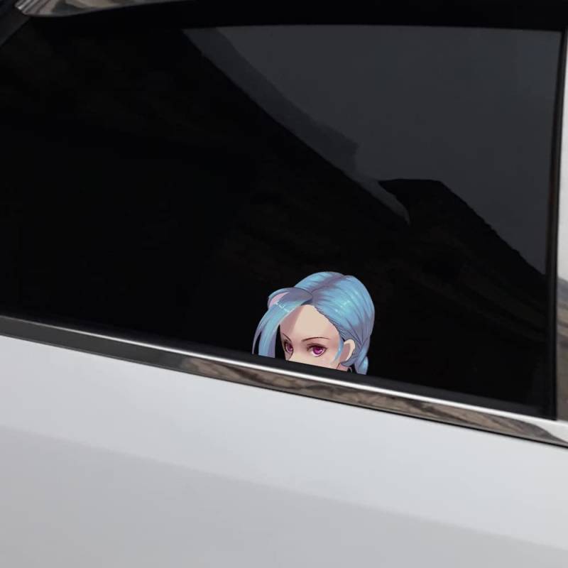 BLKUOPAR 13 cm League of Legends Game Cartoon Jinx Vinyl Peeker Auto Aufkleber Okklusion Scratch Sticker Stoßstange Motorrad Dekoration von Homry