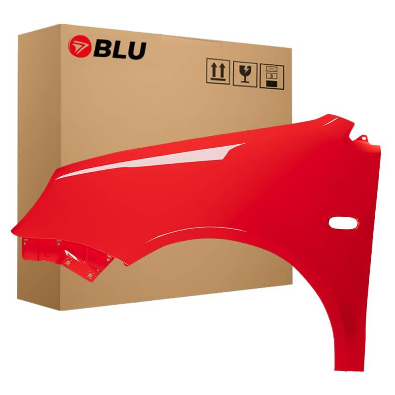 BLU Kotflügel Passend für Volkswagen Polo 9N IV 4 LP3G Links Rot | 2001-2005 | Vorderseite Vorne | Lackiert | Einbaufertig von BLU