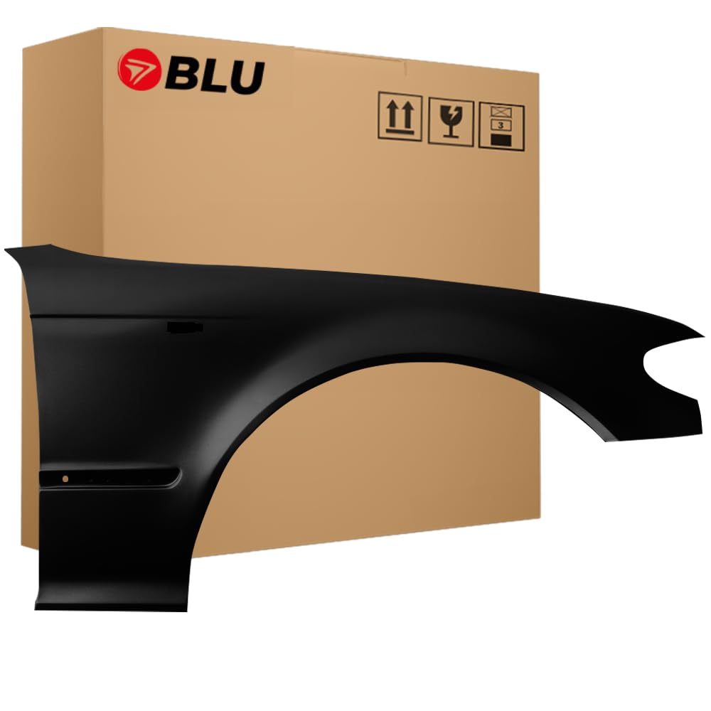 BLU Premium Kotflügel Passend für BMW 3 E46 Lift 668 Rechts Schwarz | 2001-2005 | Vorderseite Vorne | Verzinkt & Lackiert | Einbaufertig von BLU