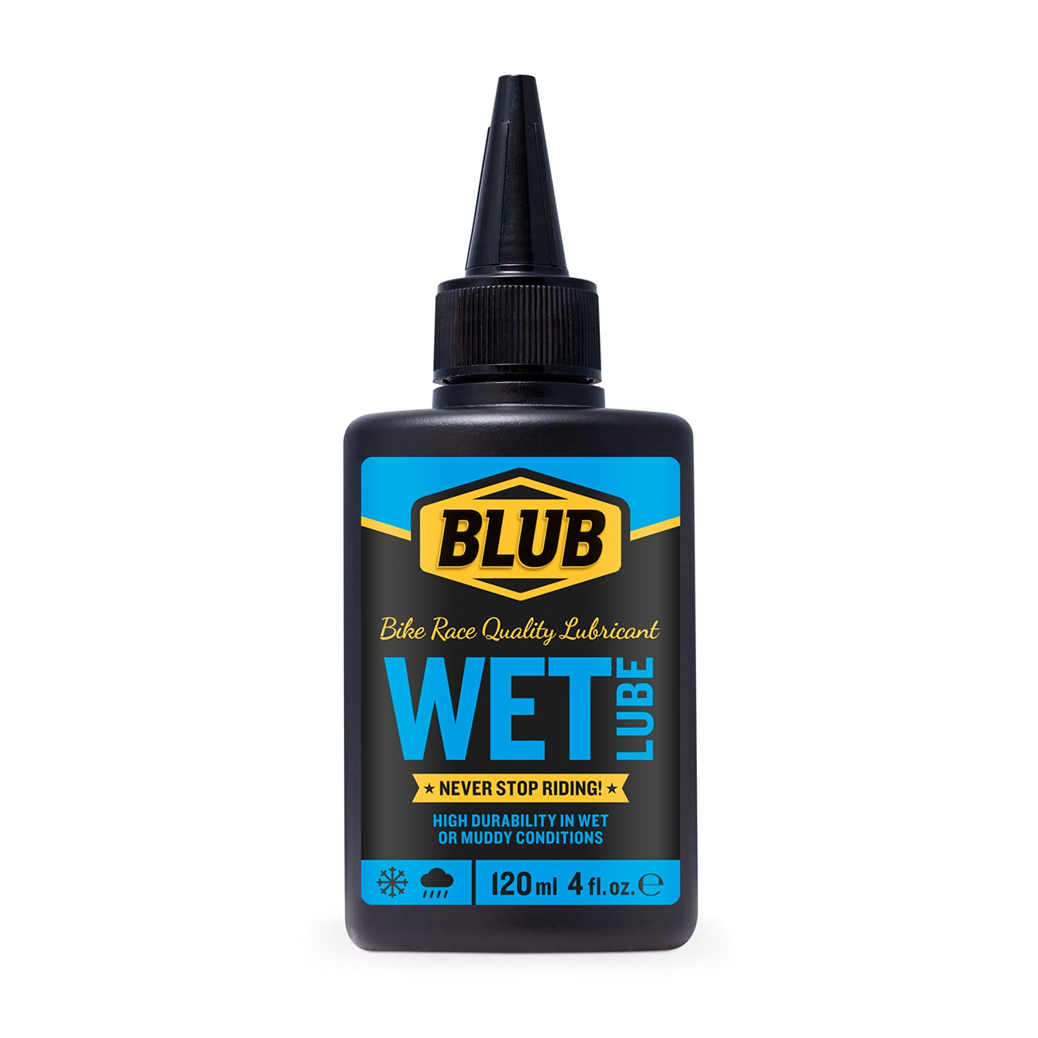 BLUB Wet Nasses Fahrradkettenschmiermittel 120 ml, MTB-Kettenfett, Fahrraddichtmittel, Fahrradkettenöl, MTB-Fett, Schmiermittel für nasse Bedingungen, Blau von BLUB