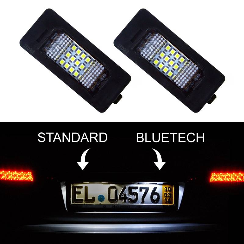 BLUETECH LED Kennzeichenbeleuchtung Kennzeichenleuchte Xenon 6000K kompatibel mit BMW E39, E46, M3CSL, E60, E61, E70, E71, E90,E91,E92, E93, M3, E60, F10, F11, F18, F25, F30, F31, F32, F34 von BLUETECH