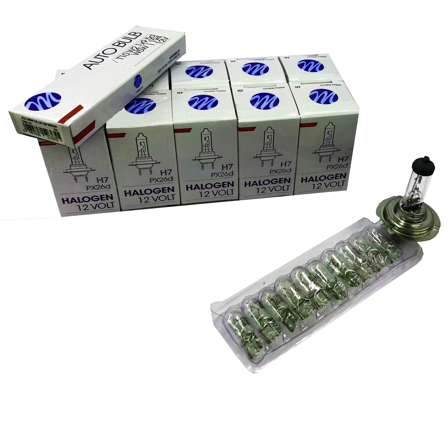 20 St Set: H7 Halogen Lampe Autolampe 12V 55W PX26d und W5W Positionslicht Scheinwerfer Lampe Ersatzlampen Abblendlicht Fernlicht Nebellicht.Setpreis von BLUETECH