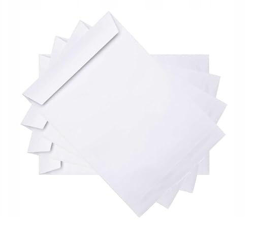 50 x Briefumschläge "De Luxe" C4 A4 weiß ohne Fenster selbstklebend mit Haftklebestreifen mit blauen Innendruck 120 g/m Maße 229 x 324 mm Umschläge von BLUETECH