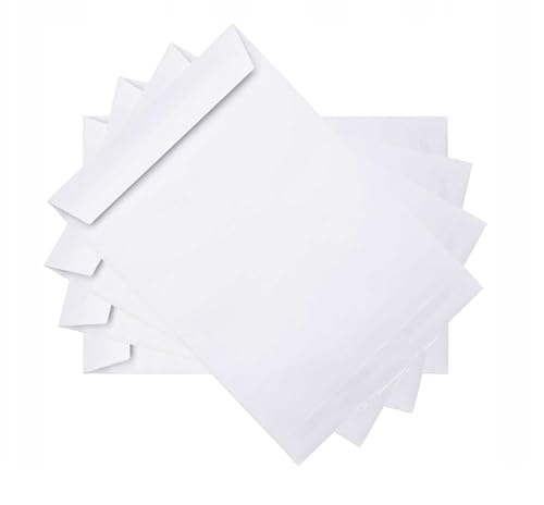 50 x Briefumschläge "De Luxe" C4 A4 weiß ohne Fenster selbstklebend mit Haftklebestreifen mit blauen Innendruck 120 g/m Maße 229 x 324 mm Umschläge von BLUETECH