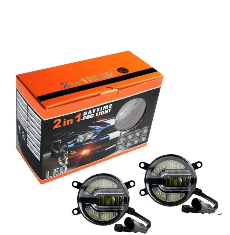BLUETECH Universale LED TAGFAHRLICHT und NEBELSCHEINWERFER Duo Set Schwarz Ø 90m passend für mehrere PKWs von BLUETECH