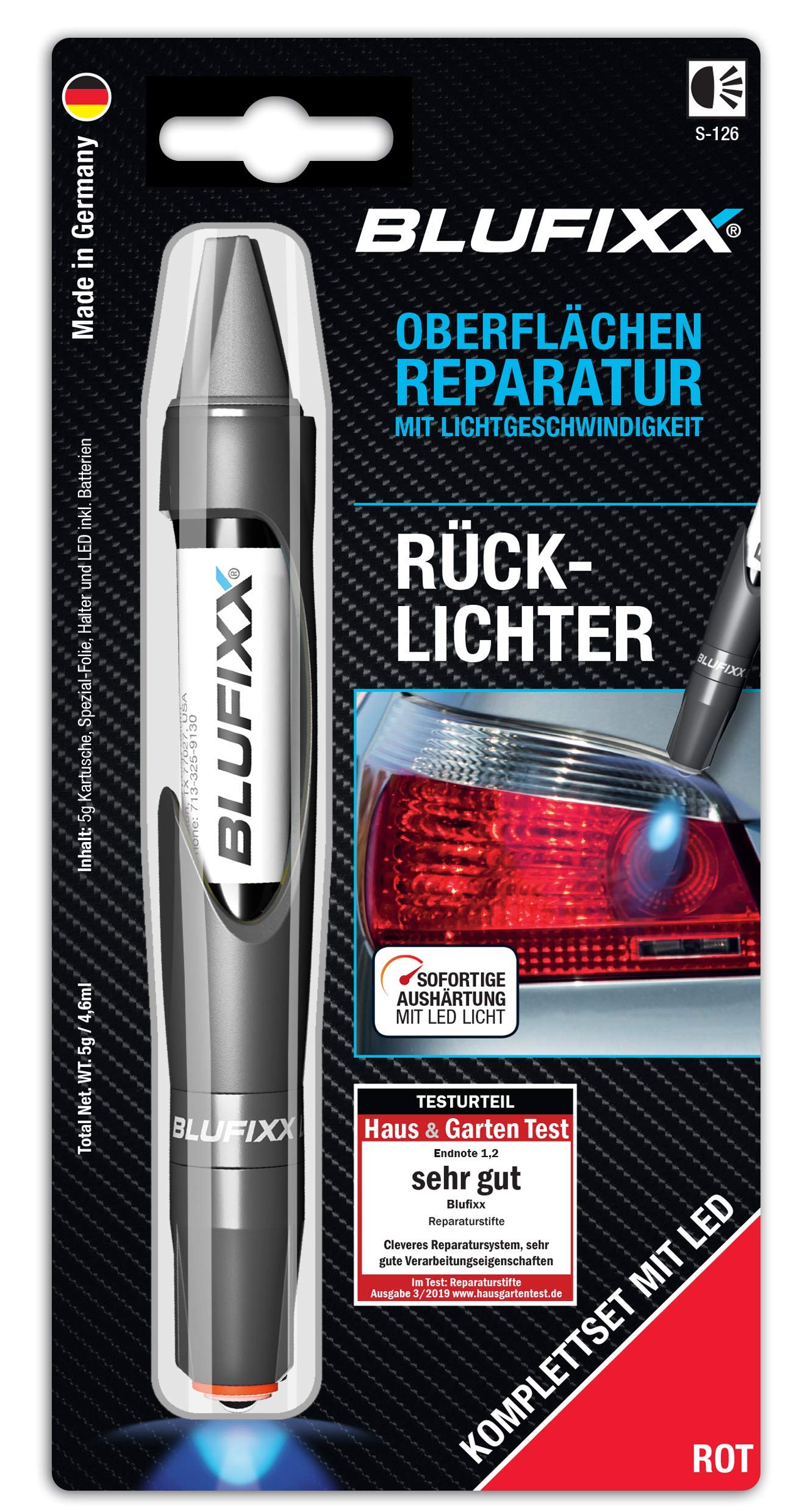 BLUFIXX Smart-Repair Spezial Set (KFZ Rücklichter) PW ROT DE von BLUFIXX