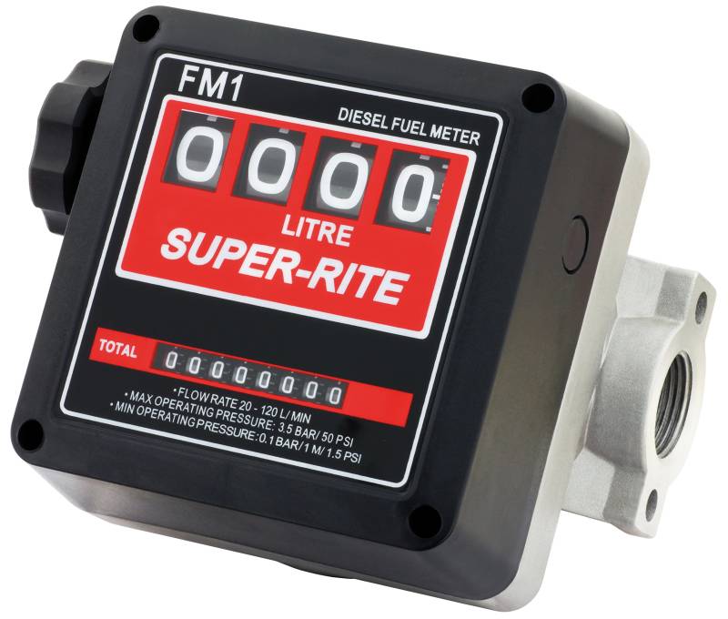 BLUREA Durchflussmesser mechanisches Zählwerk 2x1 IG, misst bis zu 120 Liter pro Minute an Durchfluss, Hebelschutz, für Diesel Biodiesel geeignet von BLUREA