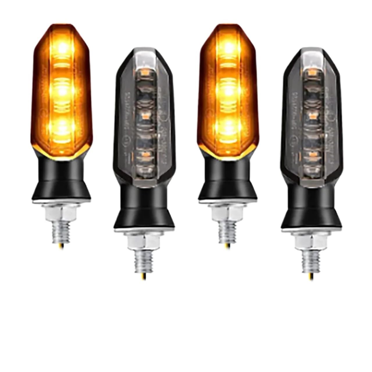 Blinker Motorrad 8mm Motorrad LED Blinker Lichter 12V Moto Anzeige Lampe Bernstein Blinkende Licht Blinker Blinker lampe Zubehör Motorrad Blinker(Color:4pcs Black) von BLacOh