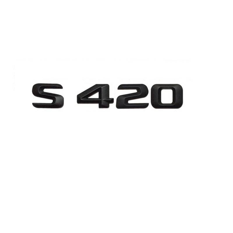 BMINO 1 Set Matt Black S 420" Kofferraum Hinterbuchstaben Words Number Badge Emblem Brief Aufkleber Aufkleber Kompatibel for Mercedes Benz S Klasse S420 Logo-Aufkleber von BMINO