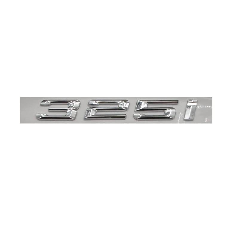 BMINO Chrom glänzendes Silber Abs Nummer Buchstaben Word Auto Trunk Abzeichen Emblem Brief Aufkleber Aufkleber Kompatibel for BMW 3. Serie 325i. Logo-Aufkleber von BMINO