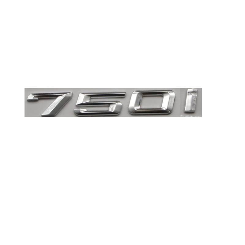 BMINO Chrom glänzendes Silber Abs Nummer Buchstaben Word Auto Trunk Abzeichen Emblem Brief Aufkleber Aufkleber Kompatibel for BMW 7. Serie 750i. Logo-Aufkleber von BMINO