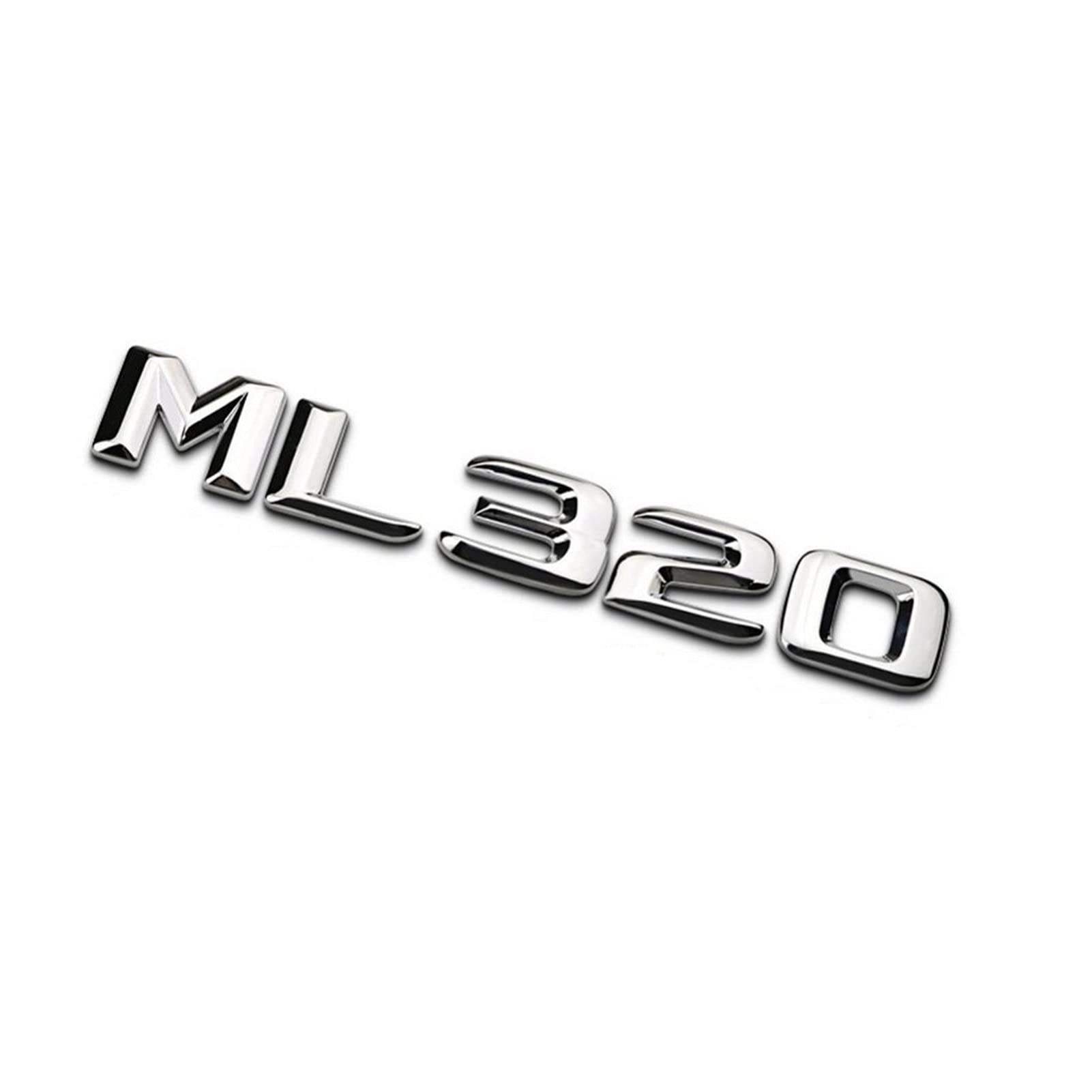 BMINO Chrom glänzendes Silber ML 320" Auto-Kofferraum hinten Buchstaben Wort Abzeichen Emblem Buchstabe Aufkleber Aufkleber kompatibel mit Mercedes Benz ML-Klasse ML320 Logo-Aufkleber von BMINO