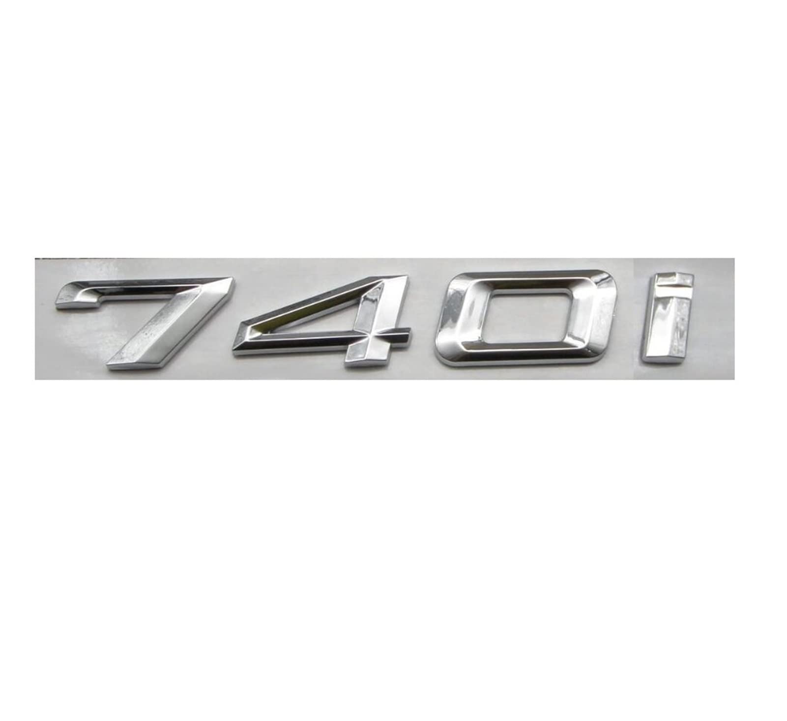 BMINO Chrom-glänzendes silbernes ABS-Nummern-Buchstaben-Wörter-Kofferraum-Abzeichen-Emblem-Buchstaben-Aufkleber-Aufkleber, kompatibel mit BMW 7er-Serie 740i Logo-Aufkleber von BMINO
