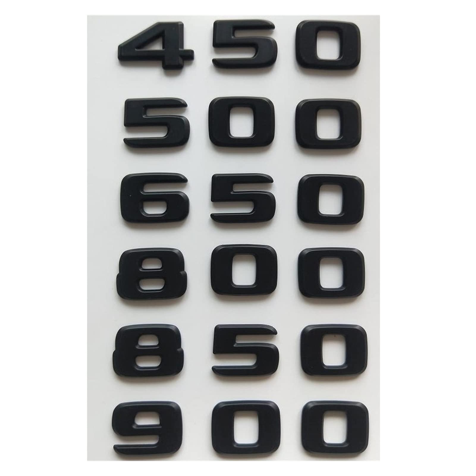 BMINO Mattschwarze Zahlenembleme B20 B25 B35 450 500 550 580 600 650 700 800 850 880 900 950 Buchstabenemblem Passend for Brabus Logo-Aufkleber (Size : 9 0 0) von BMINO