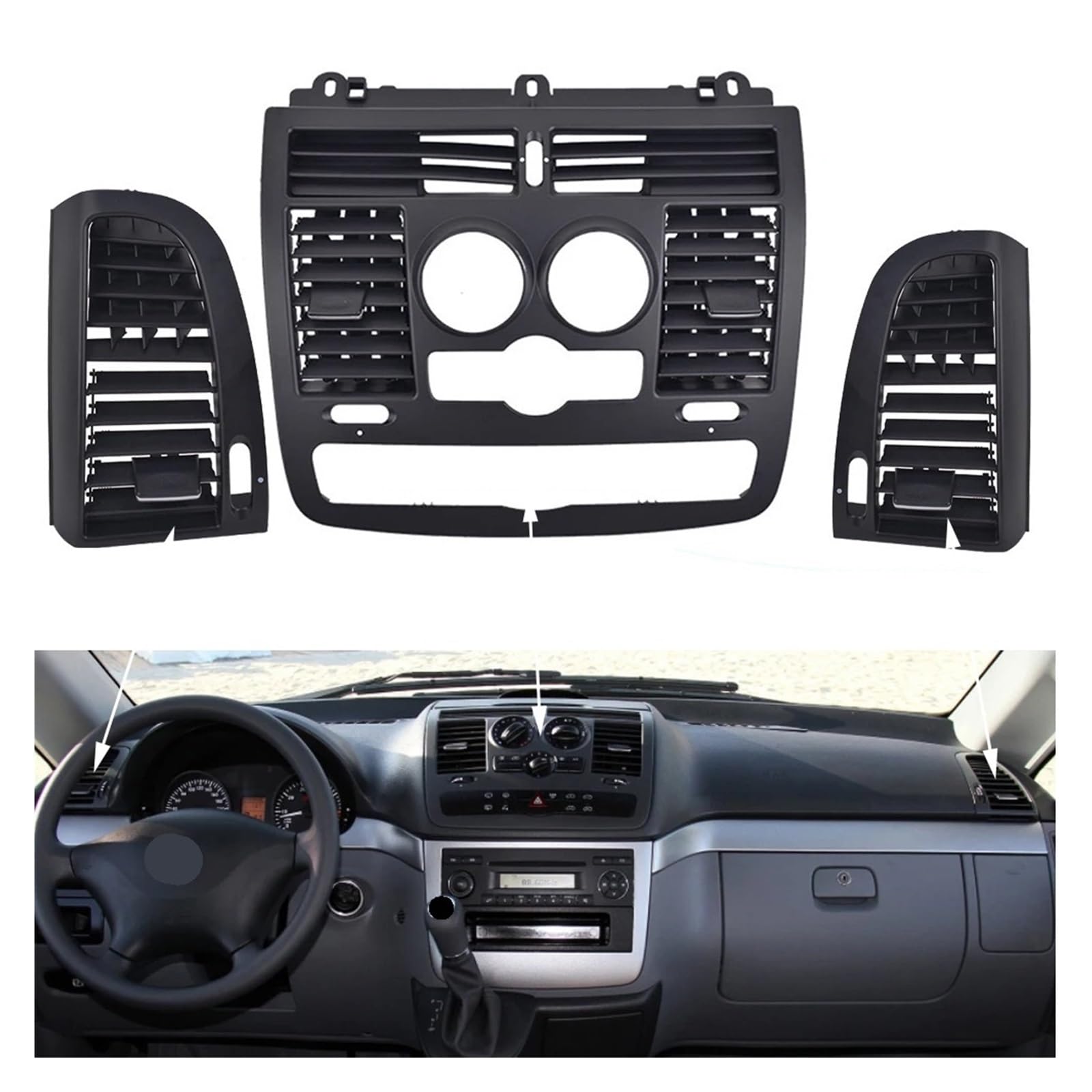 Air Grill Vent Air A/C Vent Outlet Cover Compatible For Benz Vito Viano W636 W639 2010 2011 2012 2013 2014 2015 2010-2015(3pcs-A-Model) von BMKUUOSJ